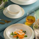 سرویس 26 پارچه دیوالی گلدار هگزاگون فیروزه ای گلدن اپال